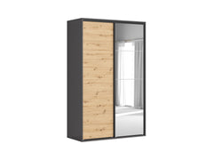 Flex Sliding Door Wardrobe 150 cm with Mirror – Graphite & Artisan Oak