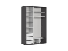 Flex — Sliding Door Wardrobe 150 cm with Mirror – Graphite & Wotan Oak
