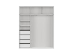 Flex Sliding Wardrobe 180 cm – White, 4 Soft-Close Drawers, 2 Rails, 5 Shelves, 10-Year Warranty
