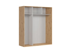 Flex Sliding Door Wardrobe 180cm — 3 Shelves, 2 Hanging Rails, Soft-Close Ball-Bearing Runners, Artisan Oak & Black Gloss