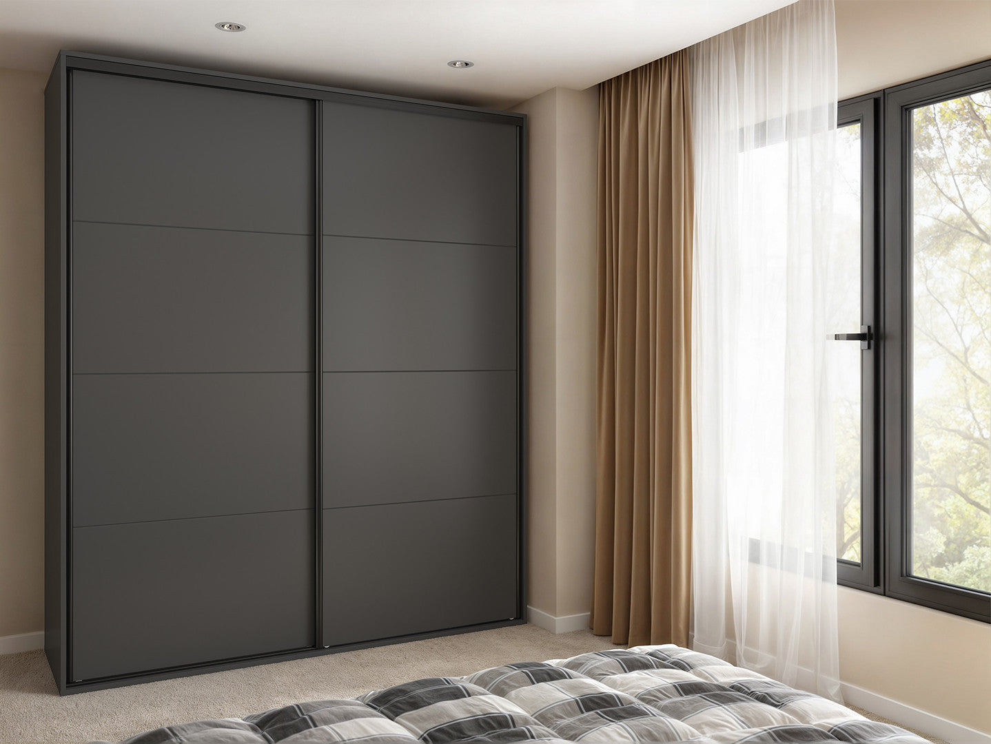 Flex Sliding Door Wardrobe 200 cm – Graphite / Graphite