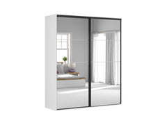 Flex — Sliding Wardrobe 200 cm | Mirror Doors | White & Grey