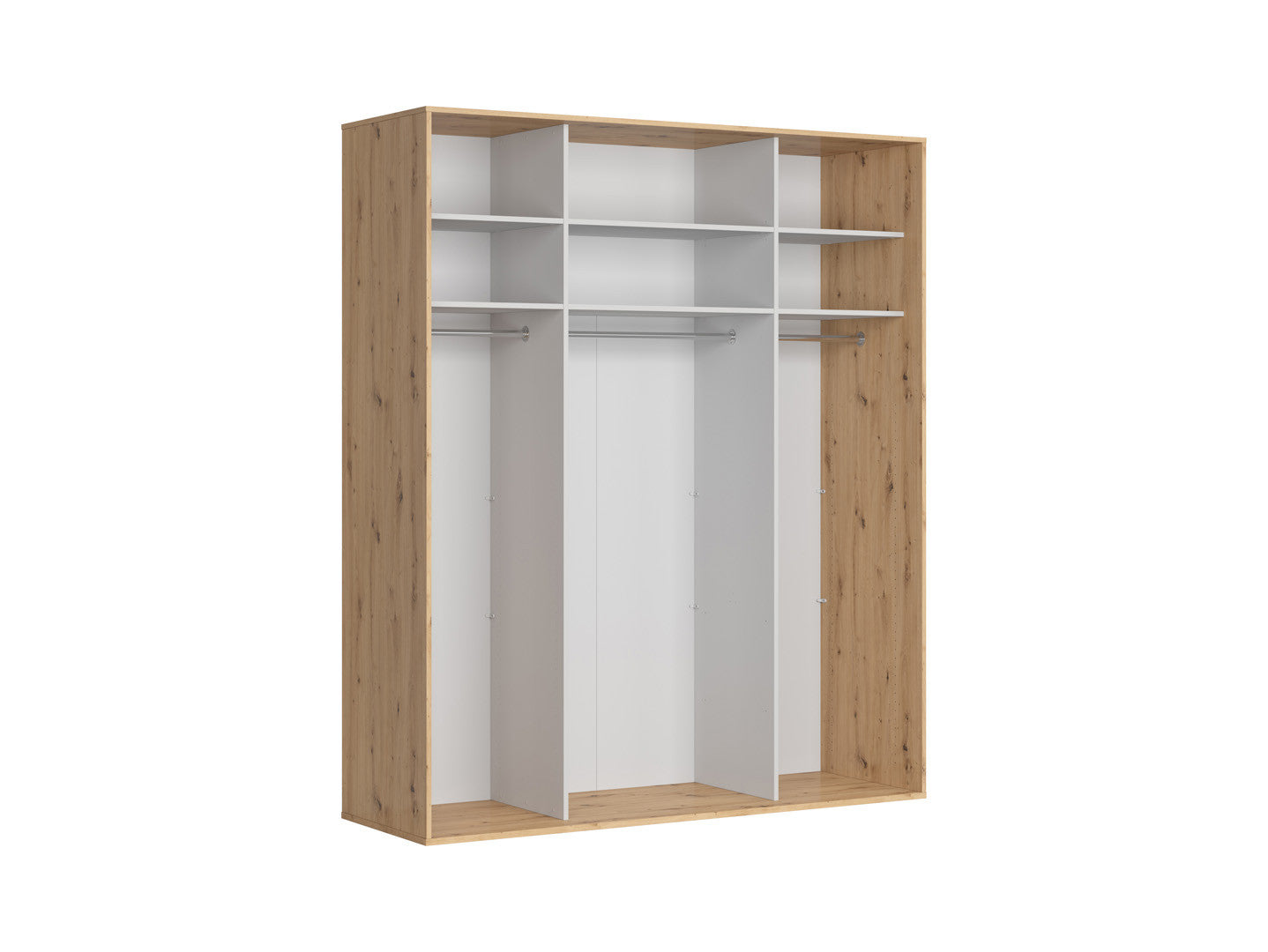 Flex Sliding Wardrobe 200 cm – Artisan Oak & Mirror Door, 6 Shelves, 3 Rails, Soft-Close