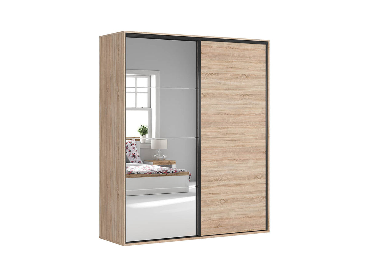 Flex — Sliding Door Wardrobe 200 cm with Mirror & 4 Drawers