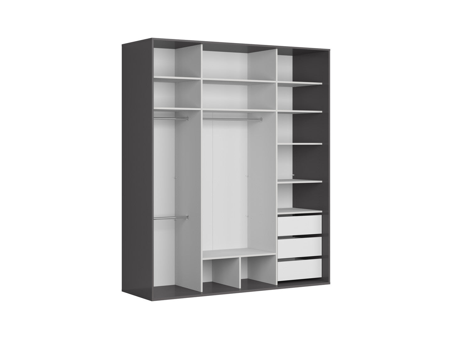 Flex Sliding Wardrobe 200 cm – Graphite & Mauvella Oak with Mirror