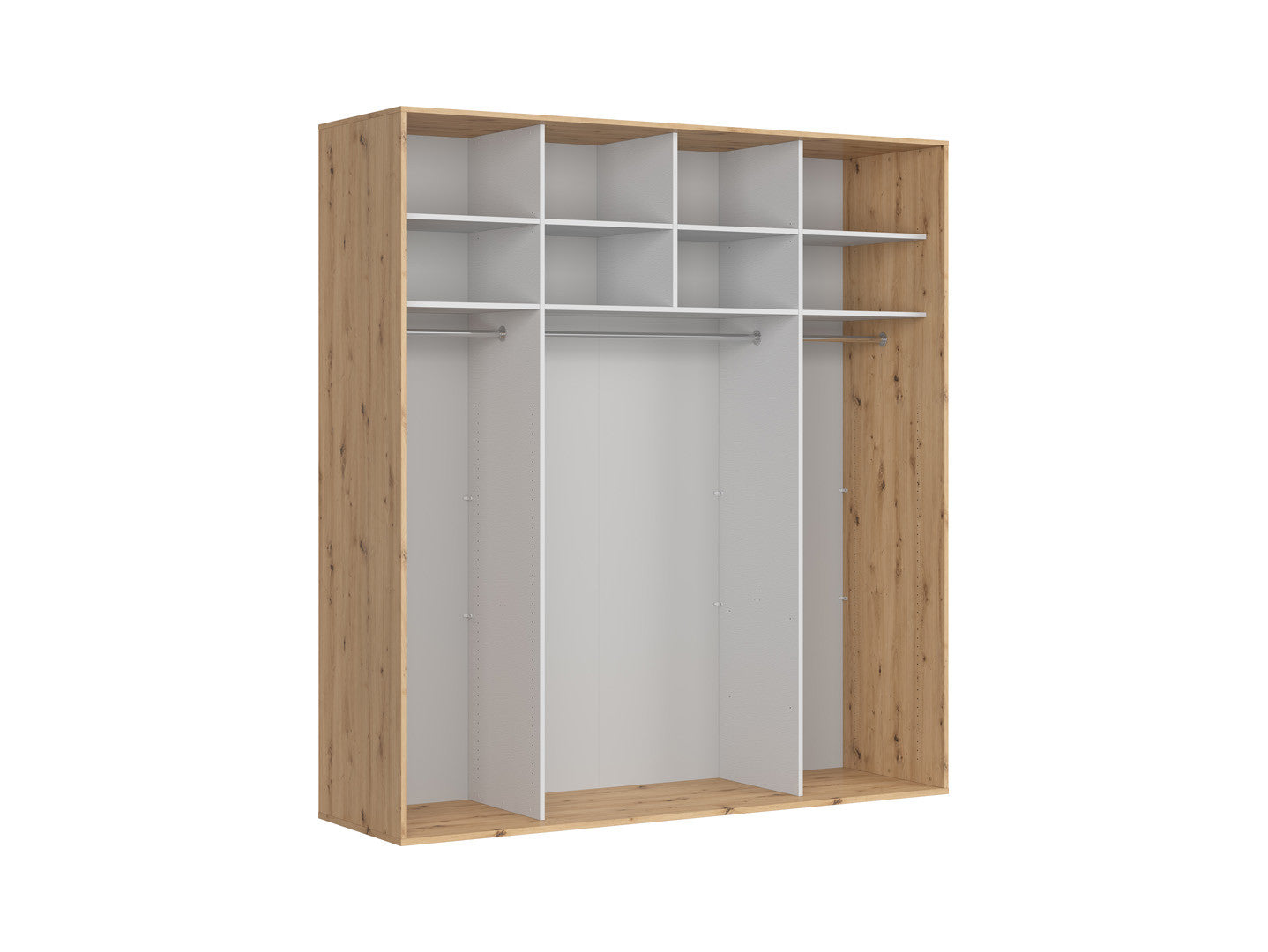 Flex Sliding Wardrobe 220×240 cm – 8 Shelves, 3 Hanging Rails, Silent Sliding Doors | Artisan Oak & Cashmere