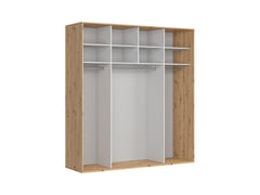Flex Sliding Wardrobe 220×240 cm – 8 Shelves, 3 Hanging Rails, Silent Sliding Doors | Artisan Oak & Cashmere