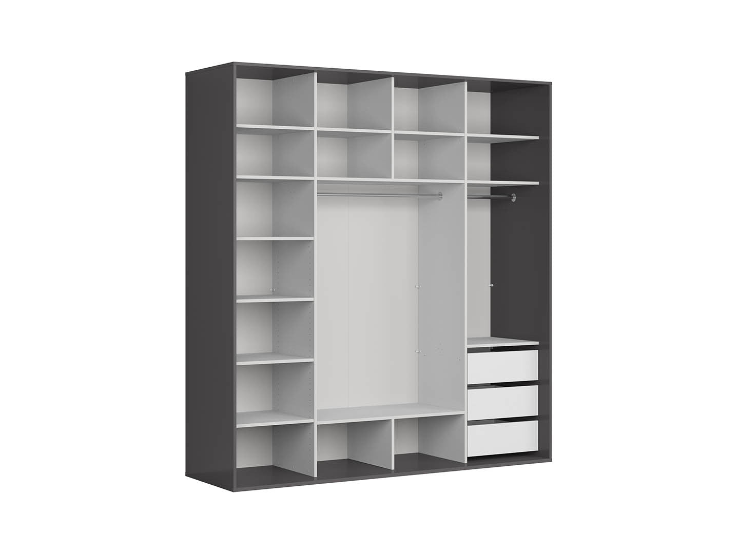 Flex Sliding Door Wardrobe 220 cm – Graphite & Black Gloss