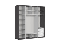 Flex Sliding Door Wardrobe 220 cm – Graphite & Black Gloss