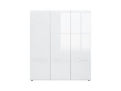Azteca Trio 3-Door Wardrobe 180 cm – White / White Gloss | 5 Shelves, Hanging Rail & Decorative Strip