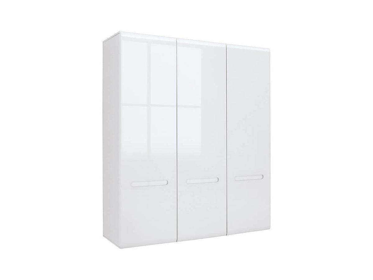 Azteca Trio 3-Door Wardrobe 180 cm – White / White Gloss | 5 Shelves, Hanging Rail & Decorative Strip