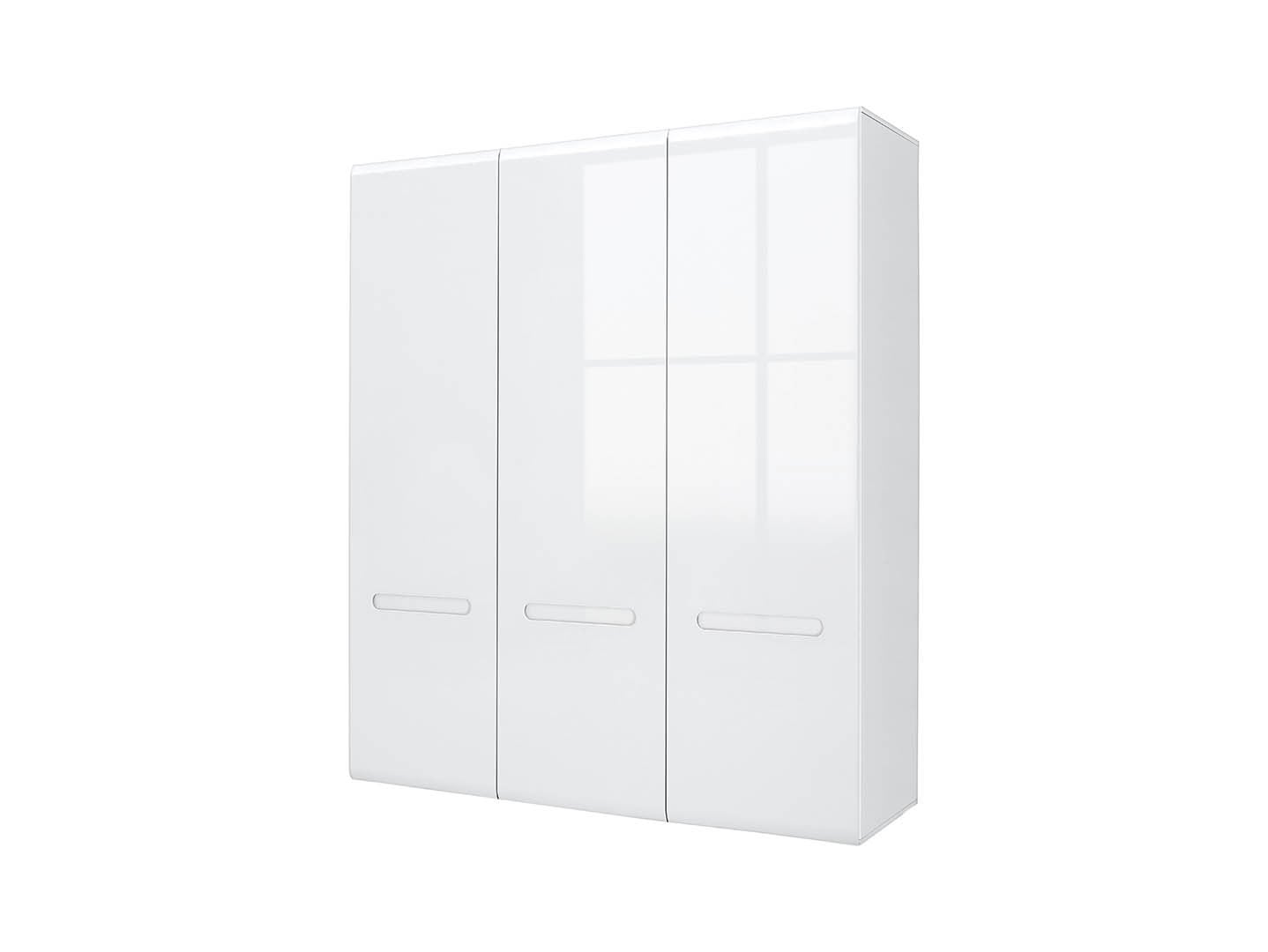 Azteca Trio 3-Door Wardrobe 180 cm – White / White Gloss | 5 Shelves, Hanging Rail & Decorative Strip