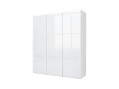 Azteca Trio 3-Door Wardrobe 180 cm – White / White Gloss | 5 Shelves, Hanging Rail & Decorative Strip