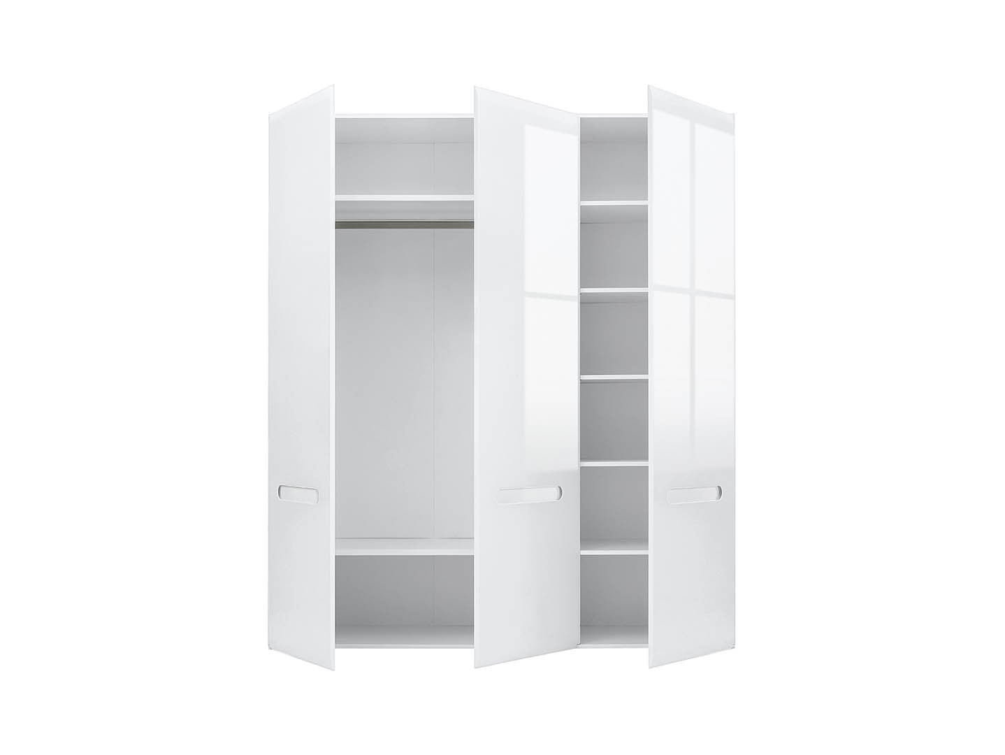 Azteca Trio 3-Door Wardrobe 180 cm – White / White Gloss | 5 Shelves, Hanging Rail & Decorative Strip