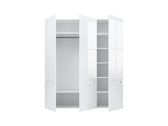 Azteca Trio 3-Door Wardrobe 180 cm – White / White Gloss | 5 Shelves, Hanging Rail & Decorative Strip