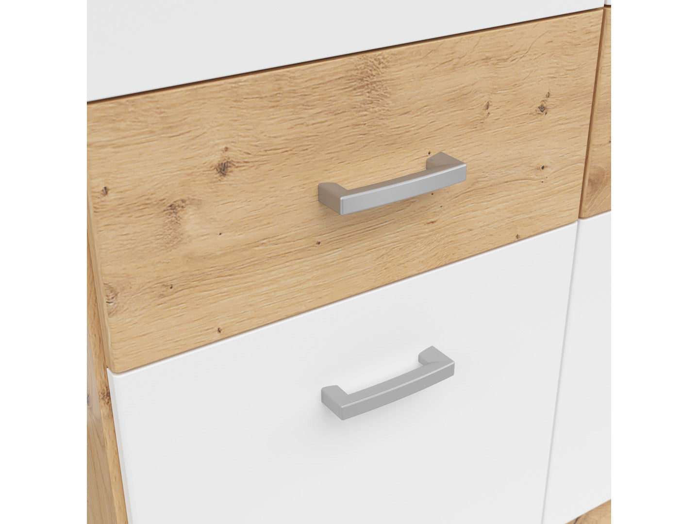 Brando 3 Wardrobe 136 cm – Artisan Oak & White | Mirror Centre Door | 2 Hanging Rails | 6 Drawers | Shelves | 136×199×58 cm