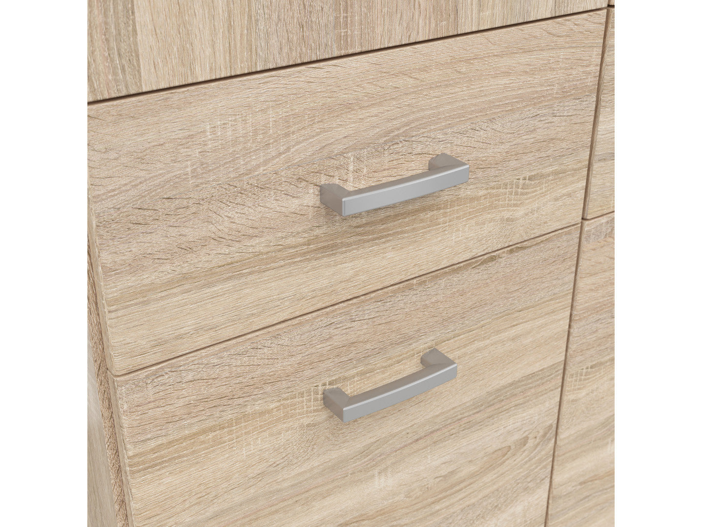 Brando 3 Wardrobe 136×199×58 cm – 3 Doors, Mirror, 2 Hanging Rails, 6 Drawers & Shelves | Sonoma Oak