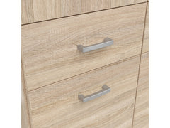 Brando 3 Wardrobe 136×199×58 cm – 3 Doors, Mirror, 2 Hanging Rails, 6 Drawers & Shelves | Sonoma Oak