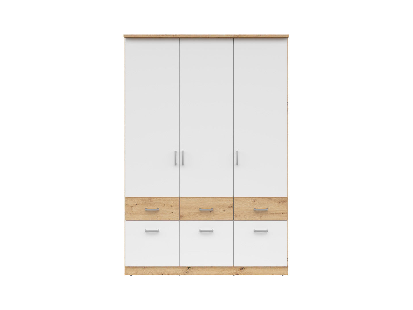 Brando 3 Wardrobe 3-Door with 6 Drawers – Artisan Oak / White