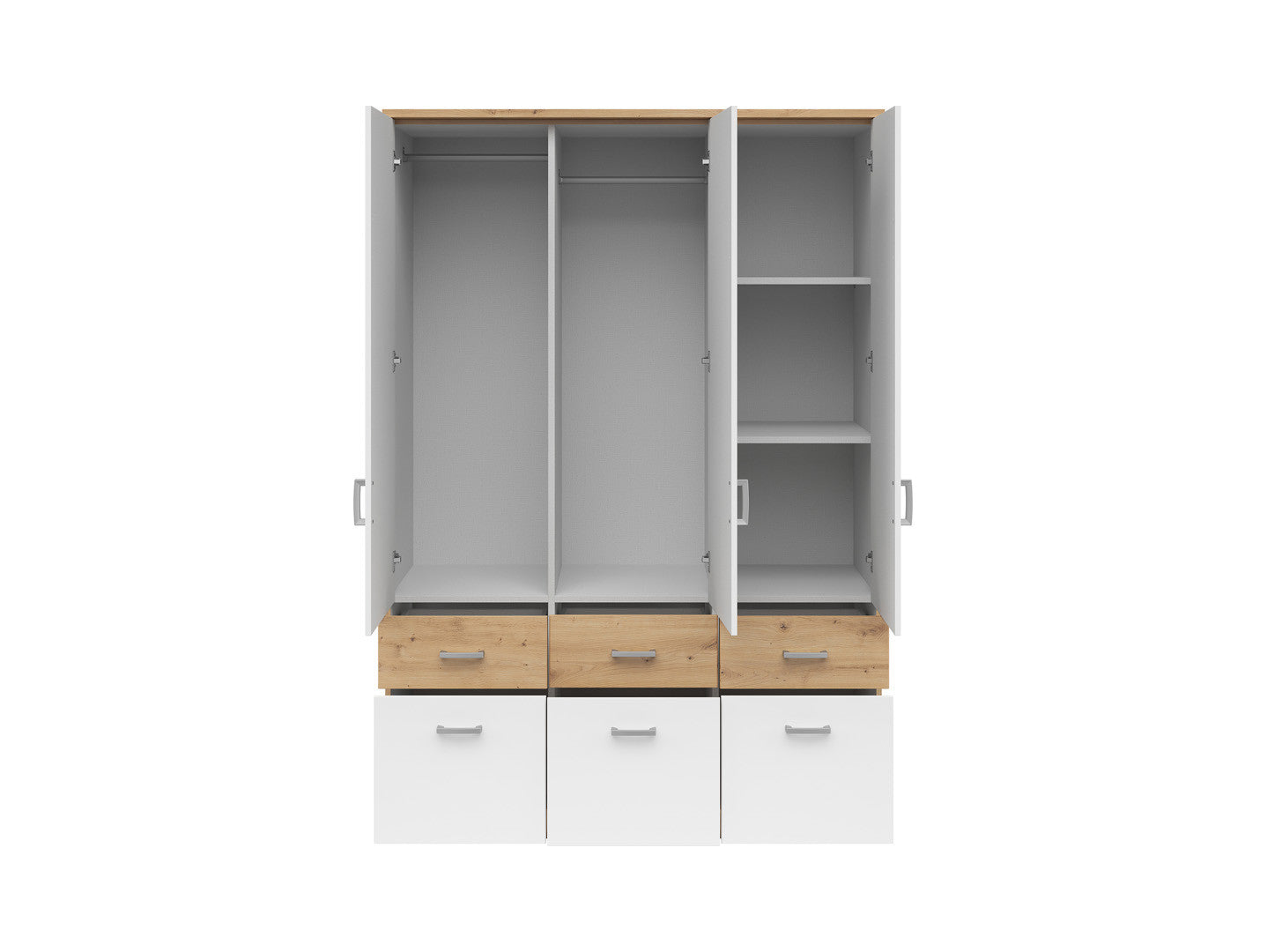 Brando 3 Wardrobe 3-Door with 6 Drawers – Artisan Oak / White