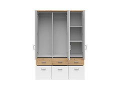 Brando 3 Wardrobe 3-Door with 6 Drawers – Artisan Oak / White