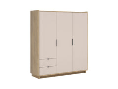 Dalva Wardrobe — 3 Doors, 2 Drawers, Hanging Rail & Shelves, Japandi Style, Mauvella Oak & Kashmir