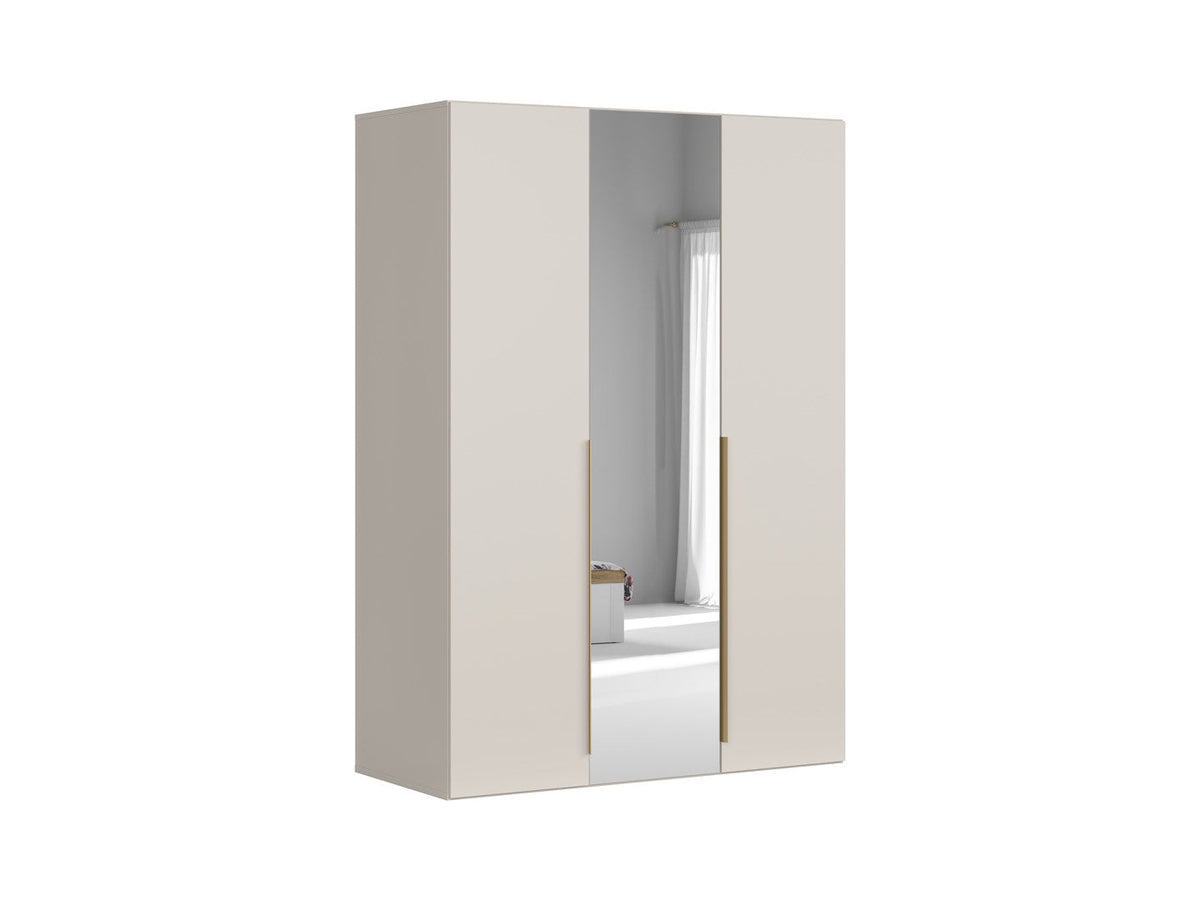 Flex 3-Door Wardrobe with Mirror 150 cm – Uni Kashmir / Grey | Scratch-Resistant