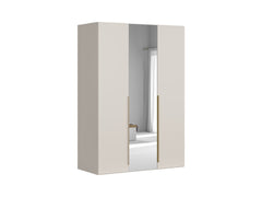 Flex 3-Door Wardrobe with Mirror 150 cm – Uni Kashmir / Grey | Scratch-Resistant