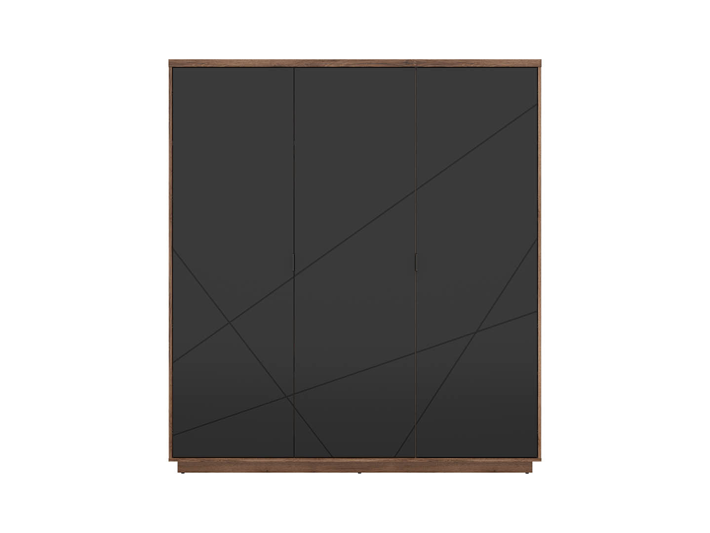 Forn 3-Door Wardrobe 180 cm – Dark Delano Oak / Matt Black | Rail, 4 Shelves & 2 Drawers
