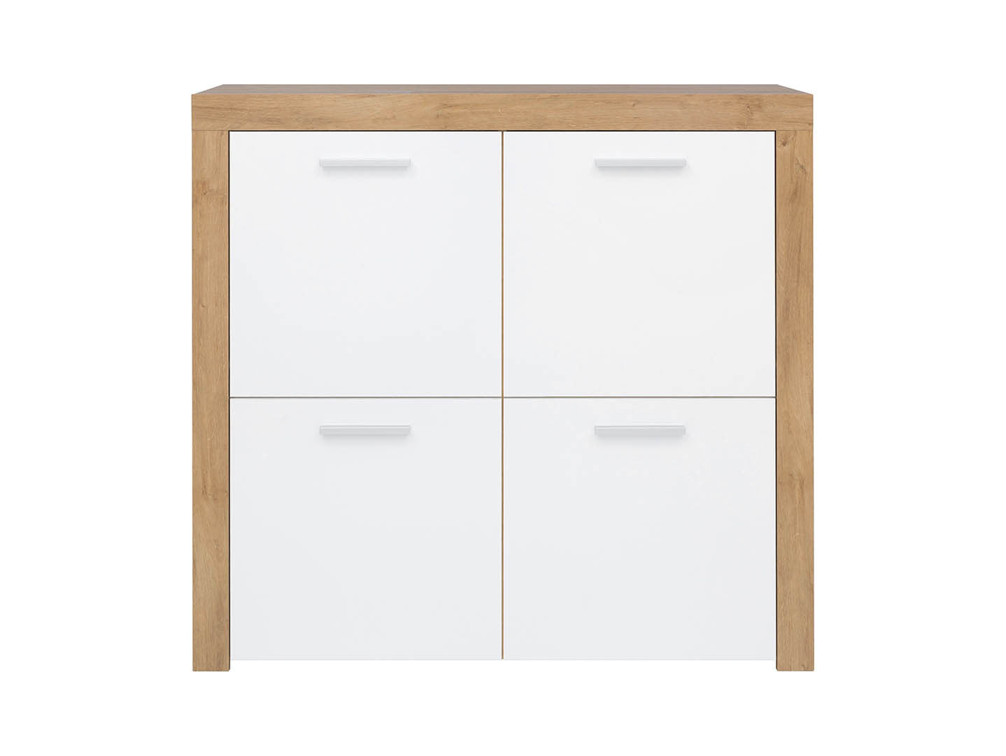 Balder Storage Cabinet 104 cm – Riviera Oak / White Gloss | 4 Doors & Internal Shelves