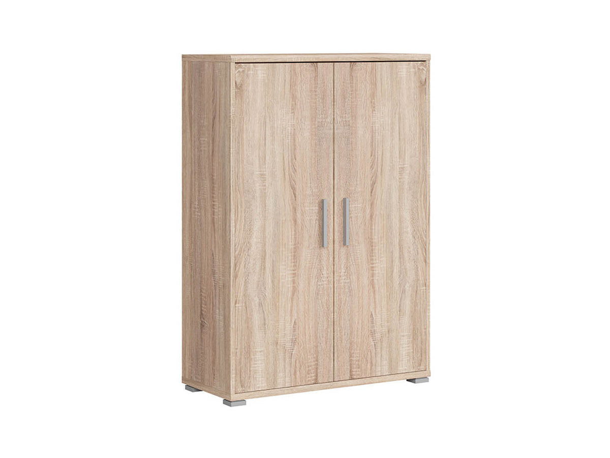 BRW Office Storage Cabinet 114cm — 2 Doors, 2 Internal Shelves & Simple Handles, Sonoma Oak