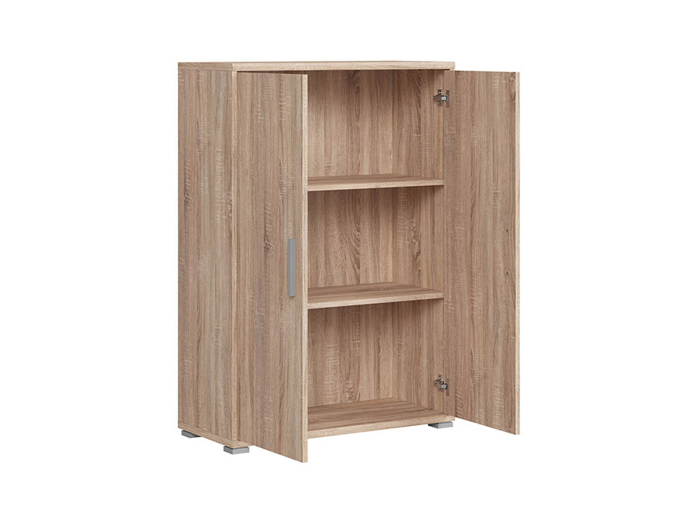 BRW Office Storage Cabinet 114cm — 2 Doors, 2 Internal Shelves & Simple Handles, Sonoma Oak