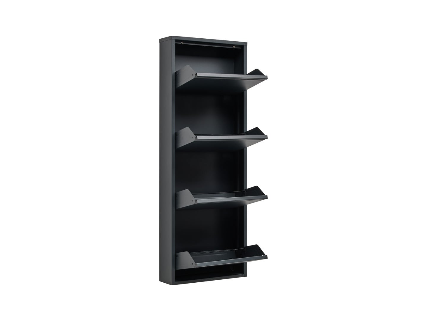 Fly 4K Metal Shoe Cabinet – 4 Compartments, Anthracite, Wall-Mount or Freestanding