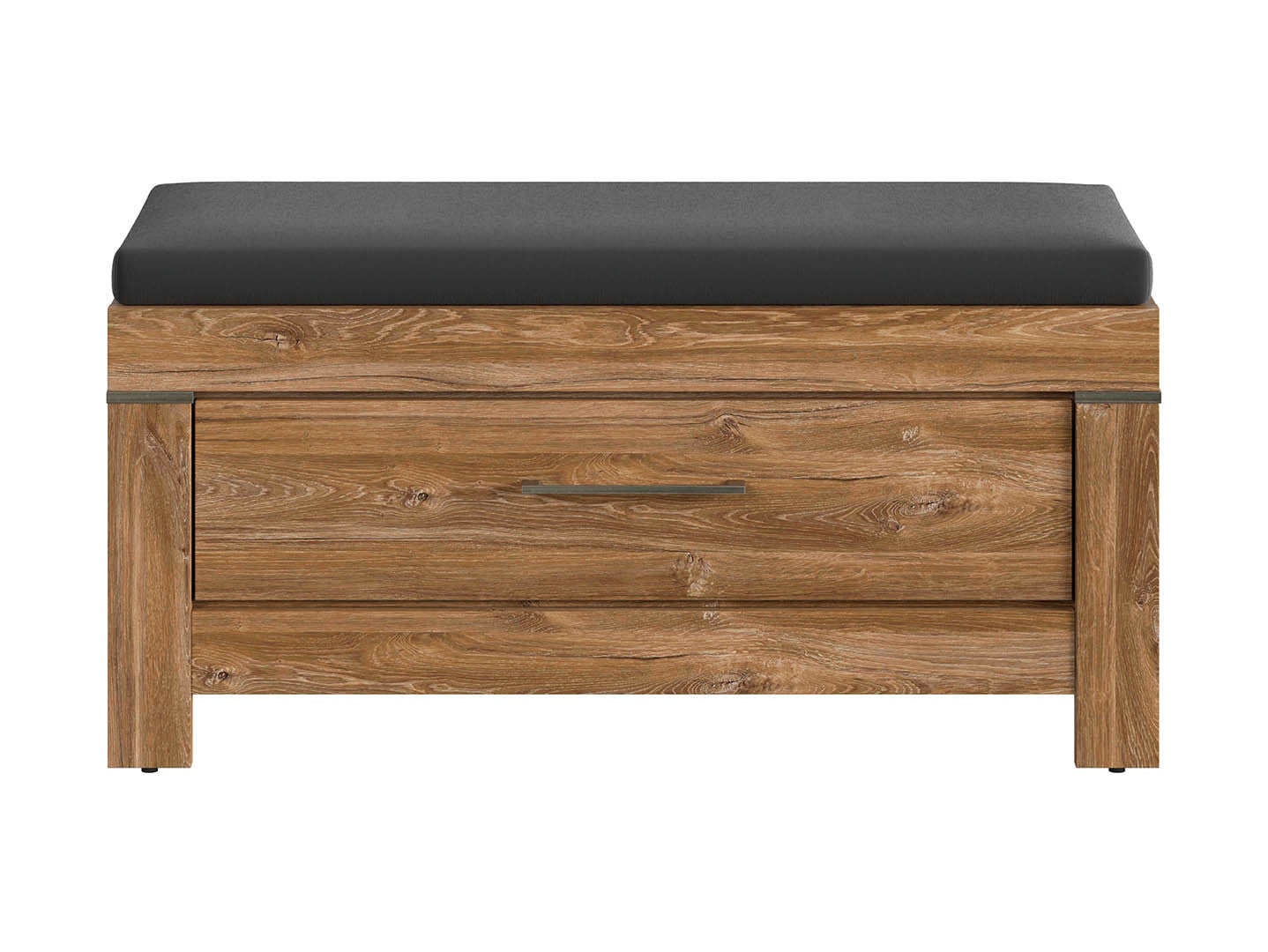 Gent Shoe Cabinet & Bench 101 cm – Stirling Oak, Soft-Close Drawer, Seat Cushion Included