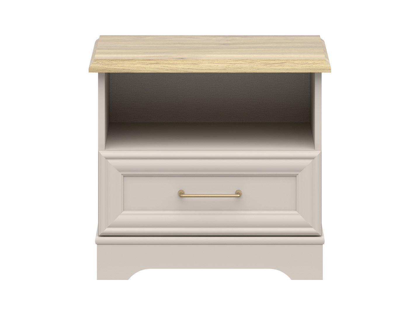 Anga Bedside Table with Drawer & Open Shelf – Kashmir & Mauvella Oak