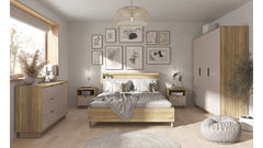 Dalva — Bedside Table | Japandi Style | Mauvella Oak & Kashmir | 49.8 × 56.5 cm