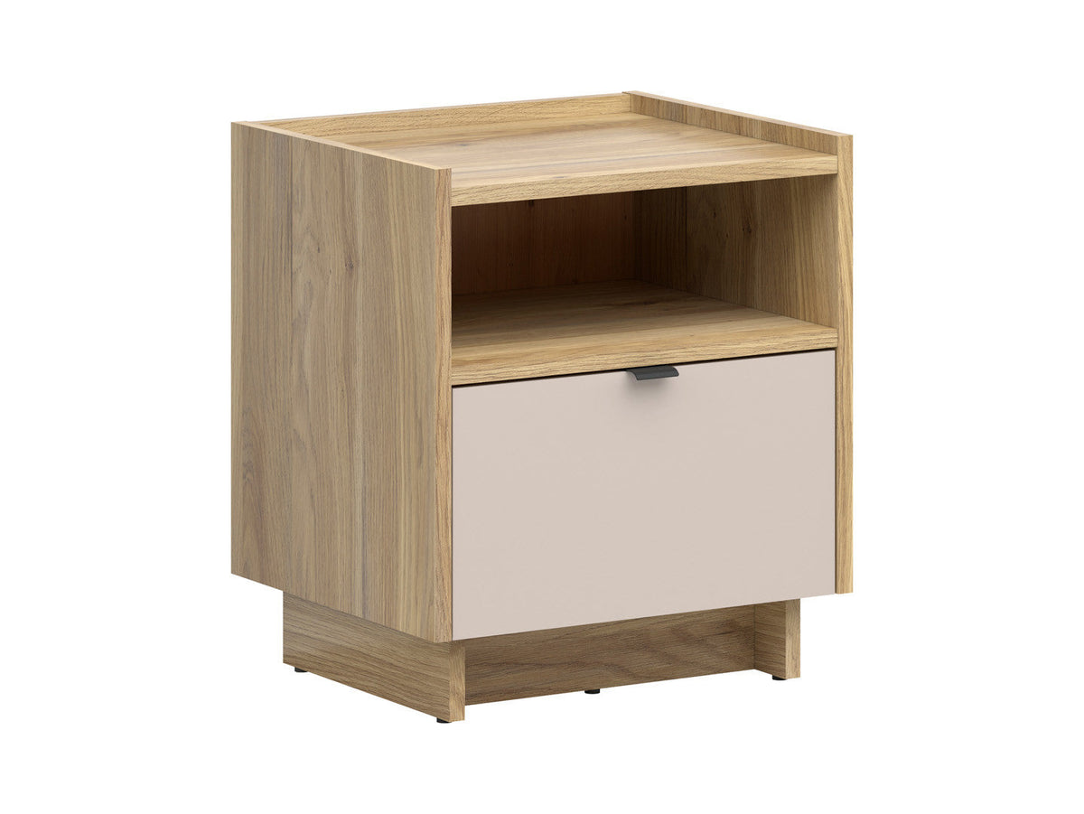 Dalva — Bedside Table | Japandi Style | Mauvella Oak & Kashmir | 49.8 × 56.5 cm