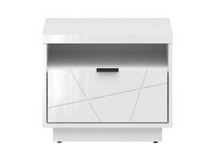 Forn Bedside Table with Drawer – White Gloss | Soft-Close & Routed Front