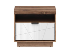 Forn Bedside Table – Dark Delano Oak / White Gloss