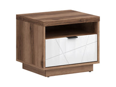 Forn Bedside Table – Dark Delano Oak / White Gloss