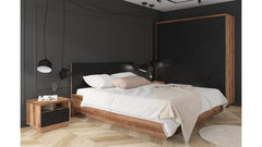 Forn — Bedside Table | 50 × 42.5 cm | 1 Soft-Close Drawer | Dark Delano Oak & Matt Black