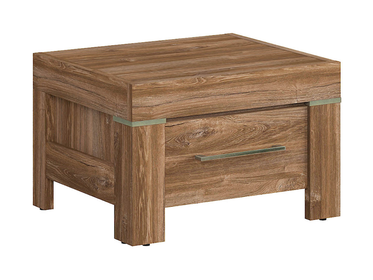Gent Bedside Table with Drawer | Stirling Oak | 53x35x45cm | Scratch-Resistant Top