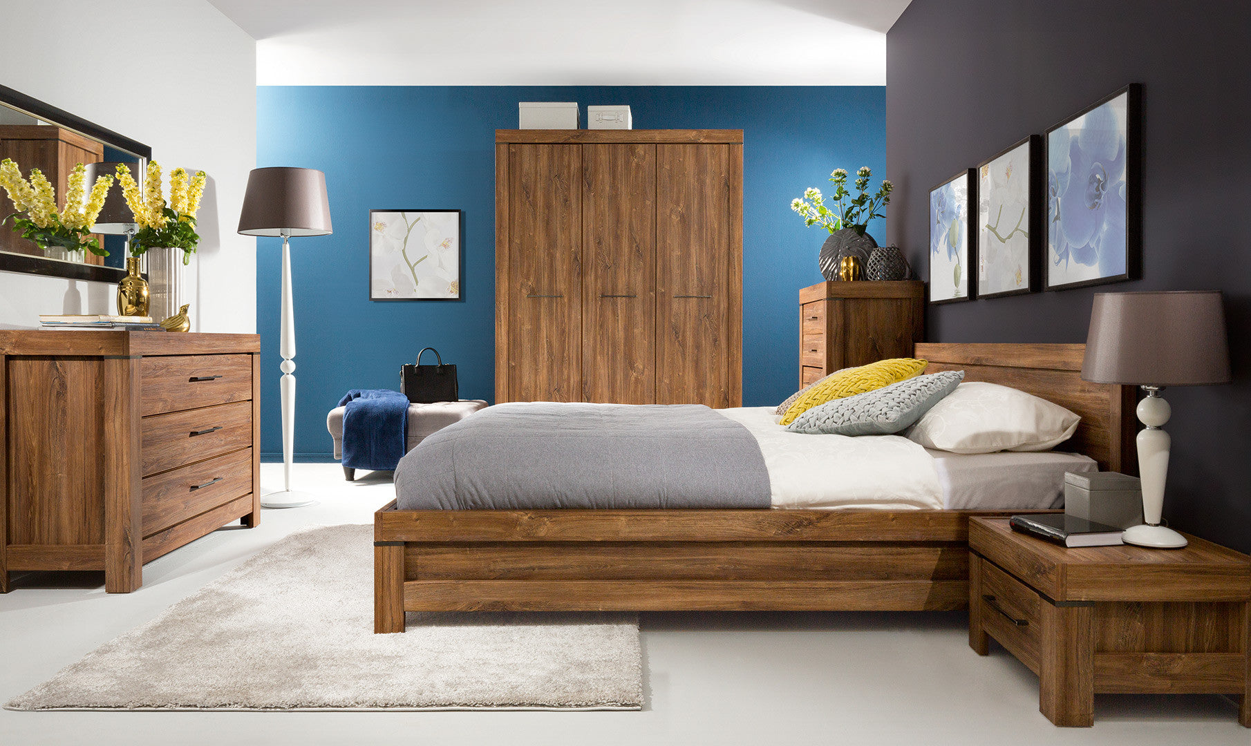 Gent Bedside Table with Drawer | Stirling Oak | 53x35x45cm | Scratch-Resistant Top