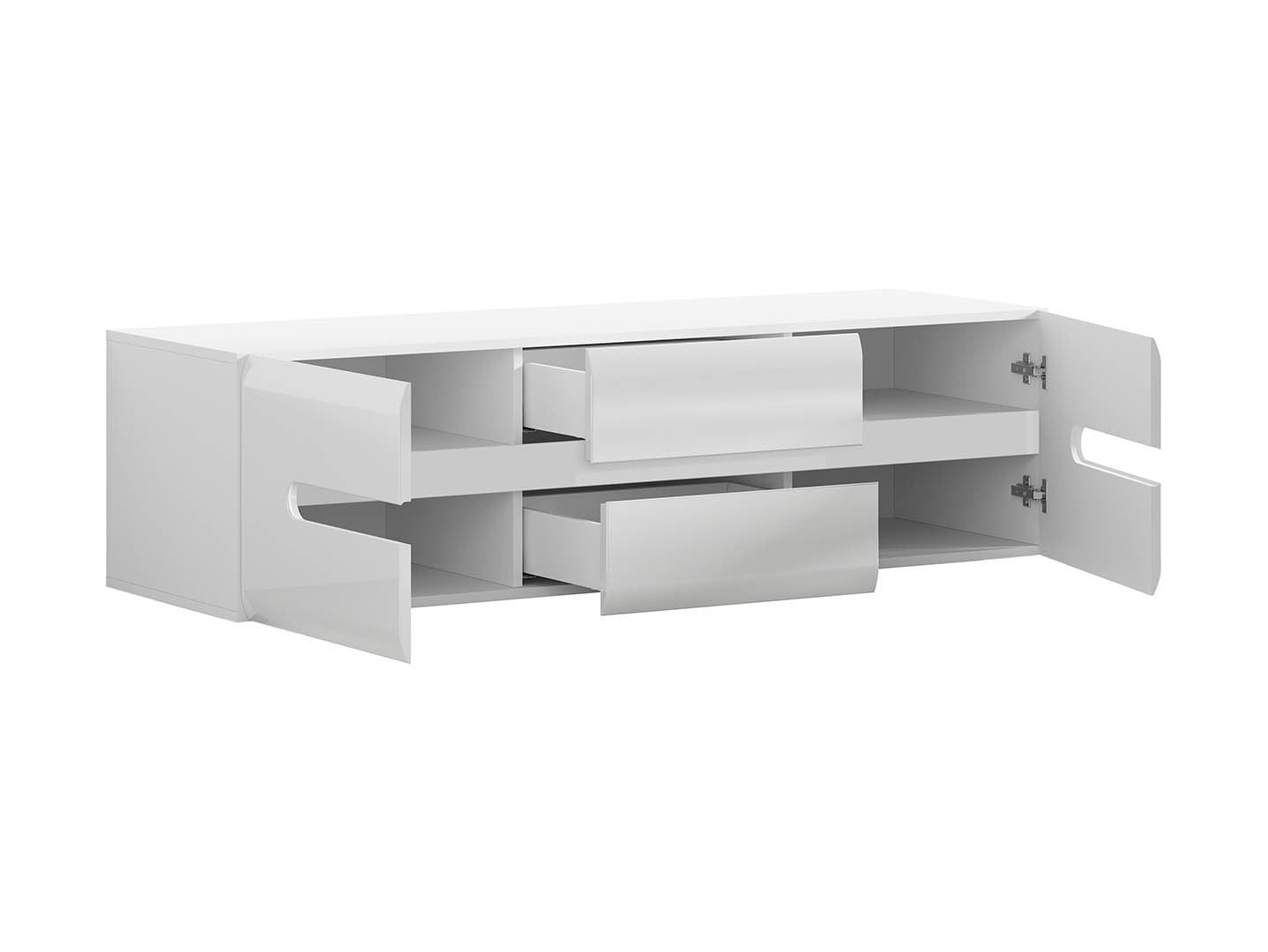Azteca Trio TV Cabinet 150 cm – White / White Gloss