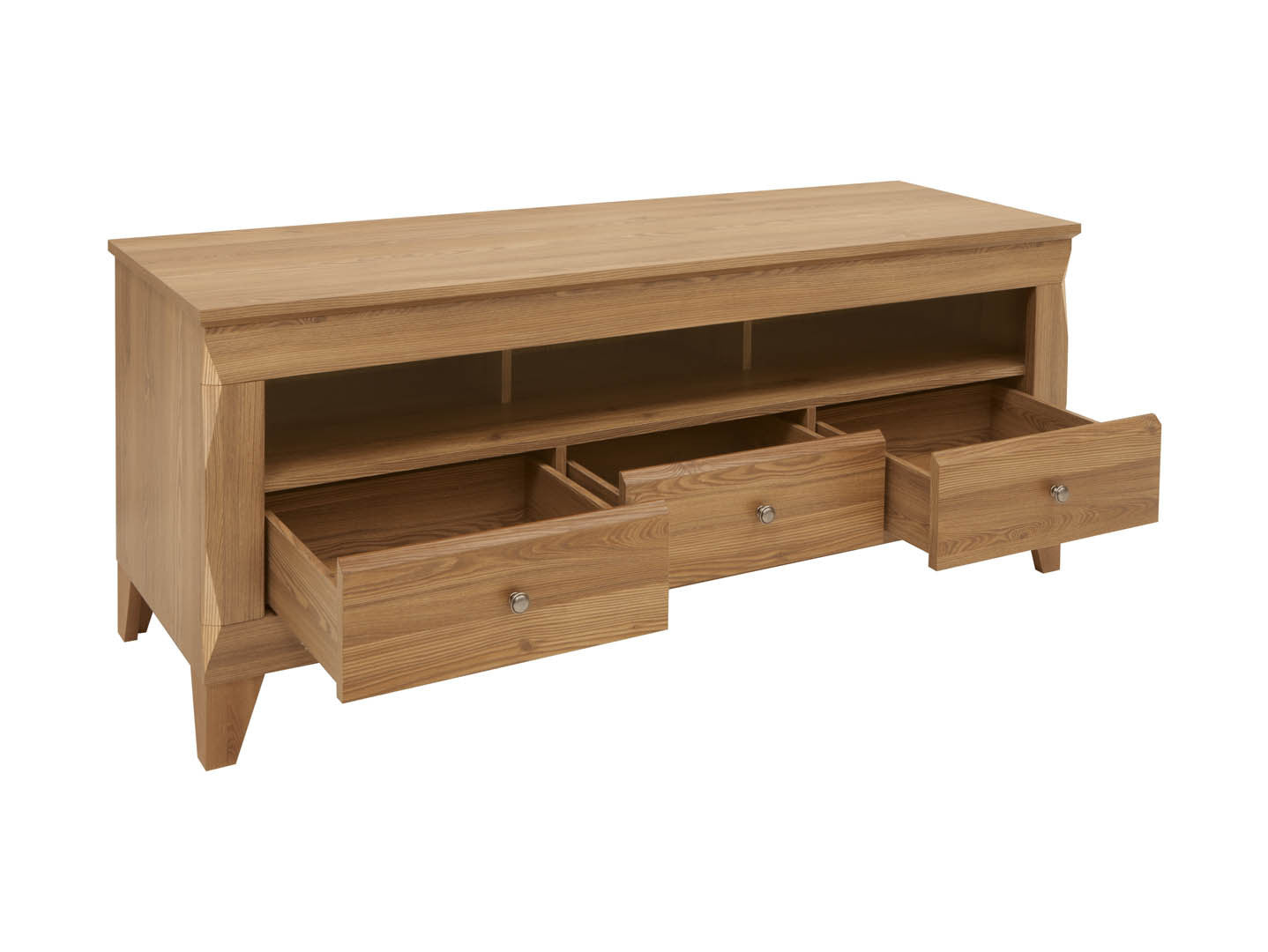 Bergen TV Cabinet 156 cm – Golden Sibiu Larch, 3 Shelves & 3 Drawers