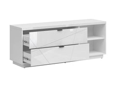 Forn — TV Cabinet | 156 × 61 cm | 2 Drawers & 2 Open Shelves | White Gloss