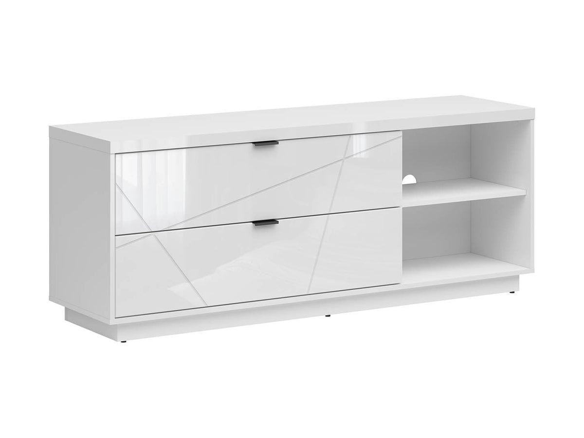 Forn — TV Cabinet | 156 × 61 cm | 2 Drawers & 2 Open Shelves | White Gloss