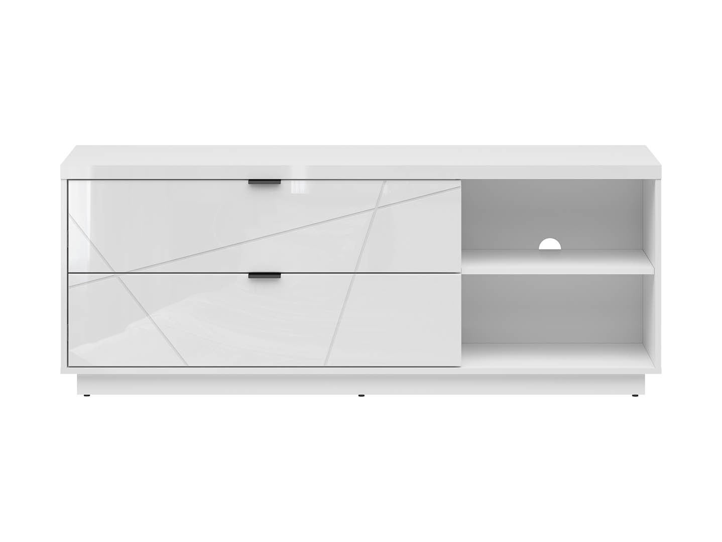 Forn — TV Cabinet | 156 × 61 cm | 2 Drawers & 2 Open Shelves | White Gloss
