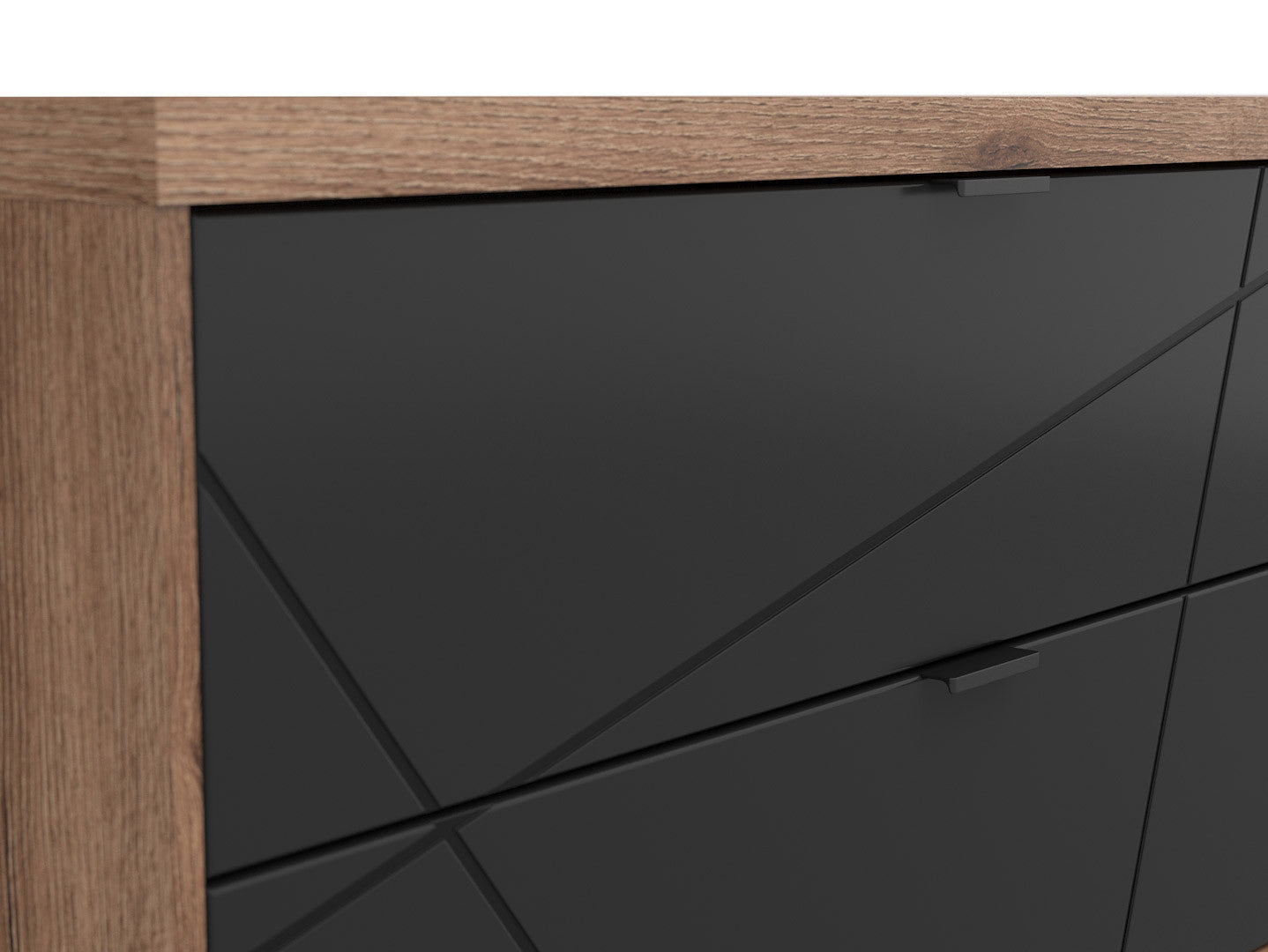 Forn TV Cabinet with 2 Drawers & Shelves | Dark Delano Oak & Black Matt | 156x61cm