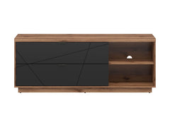 Forn TV Cabinet with 2 Drawers & Shelves | Dark Delano Oak & Black Matt | 156x61cm